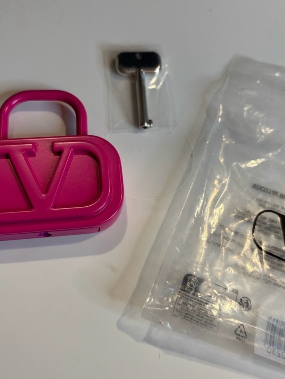 Valentino Hot Pink V Logo Padlock Charm GWP